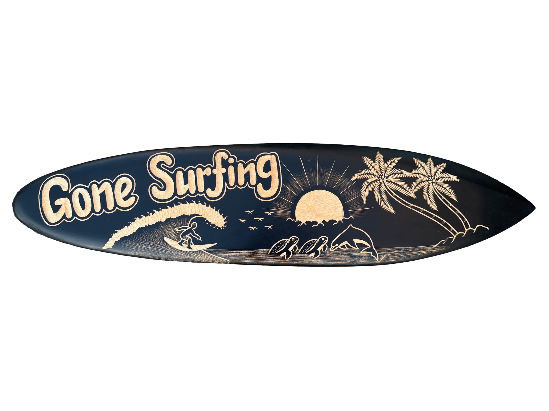 Gone Surfing Decorative Surfboard Wall Plaque 39"x 10"
