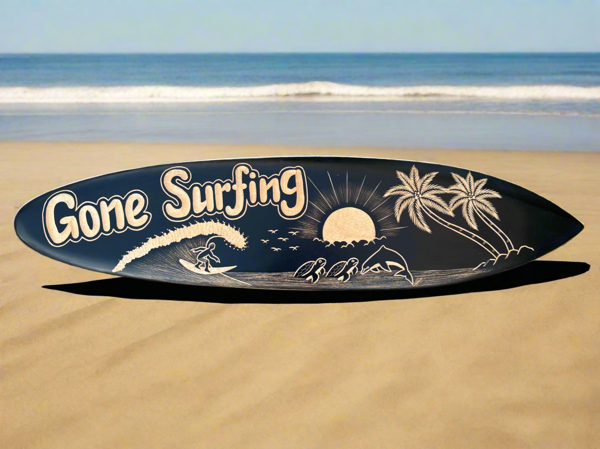 Gone Surfing Decorative Surfboard Wall Plaque 39"x 10"