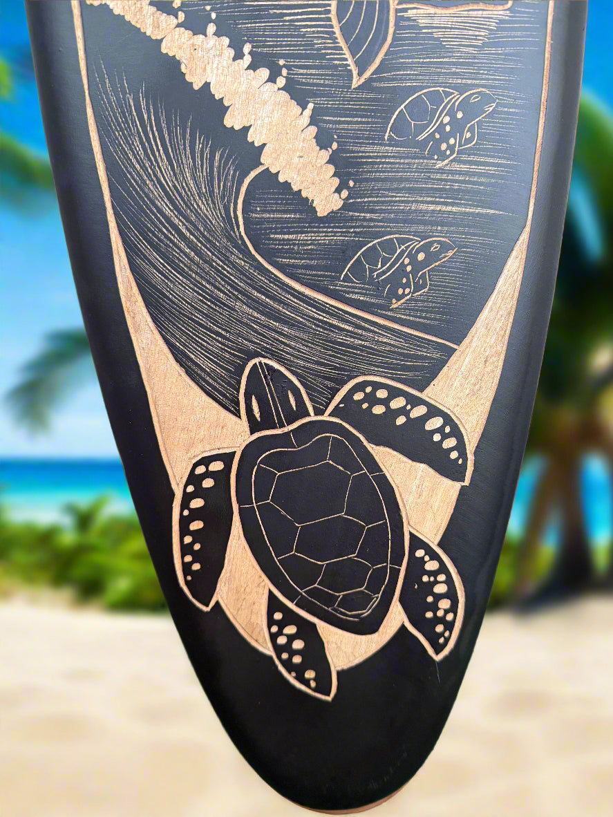 Mermaid and Sea Turtle Moon Light Surfboard Wall Decor 39"x 10"