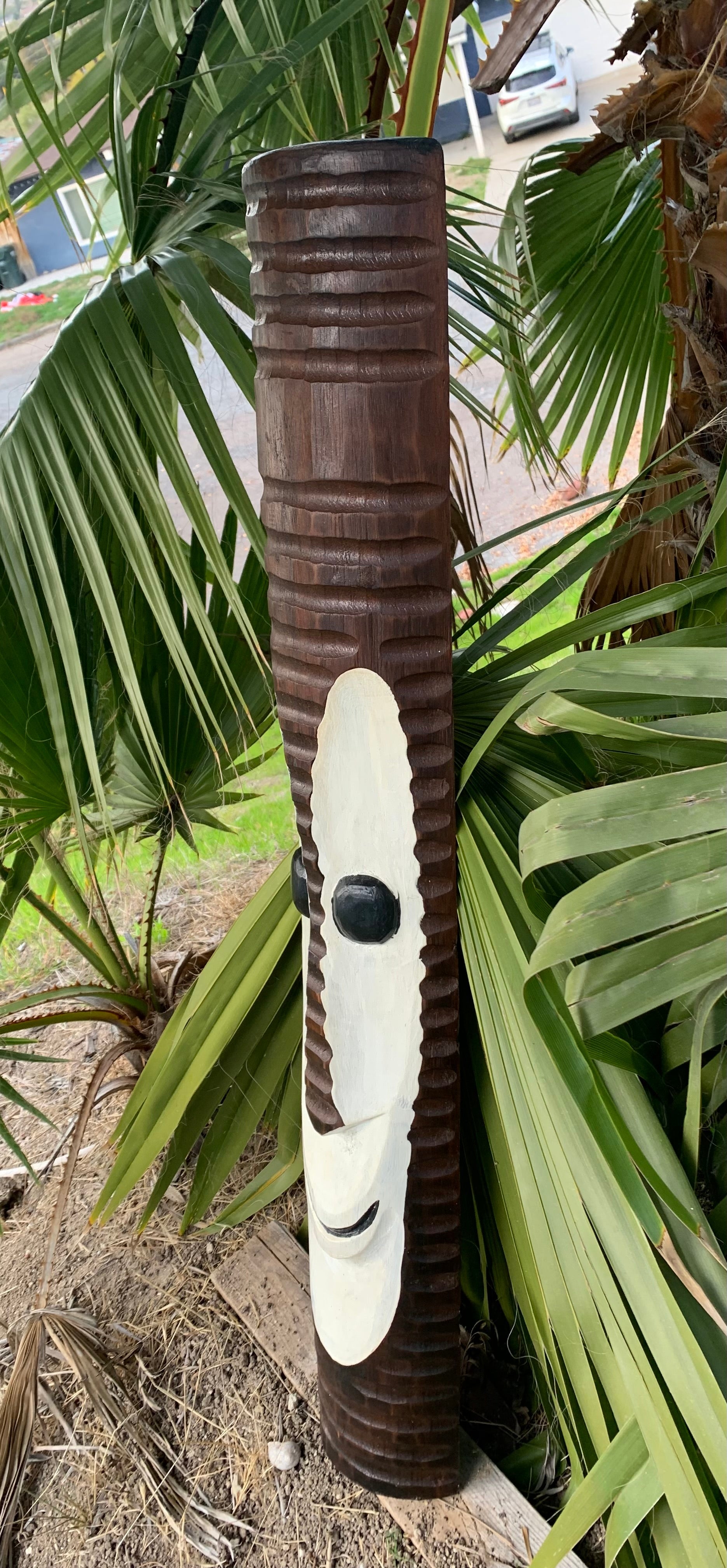 Tiki Bob Wood Mask Tropical Bar Patio Decor  39"x 6"in