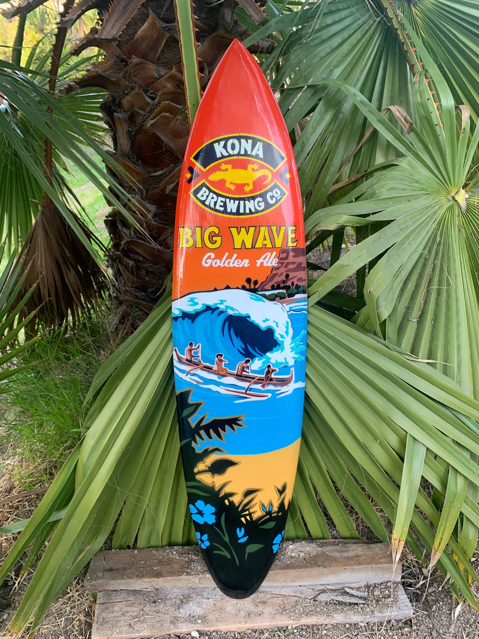 Kona Brewing Hawaii Airbrushed Surfboard Wall Plaque Liquid Aloha 39"x 10”