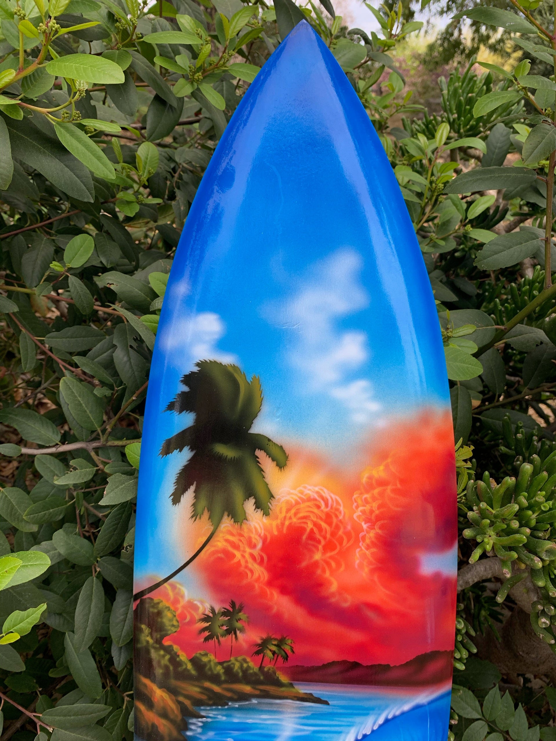 Tropical Beach Sea Turtle Dolphin  Airbrushed Mango Wood Decorative Surfboard Plaque 39"
