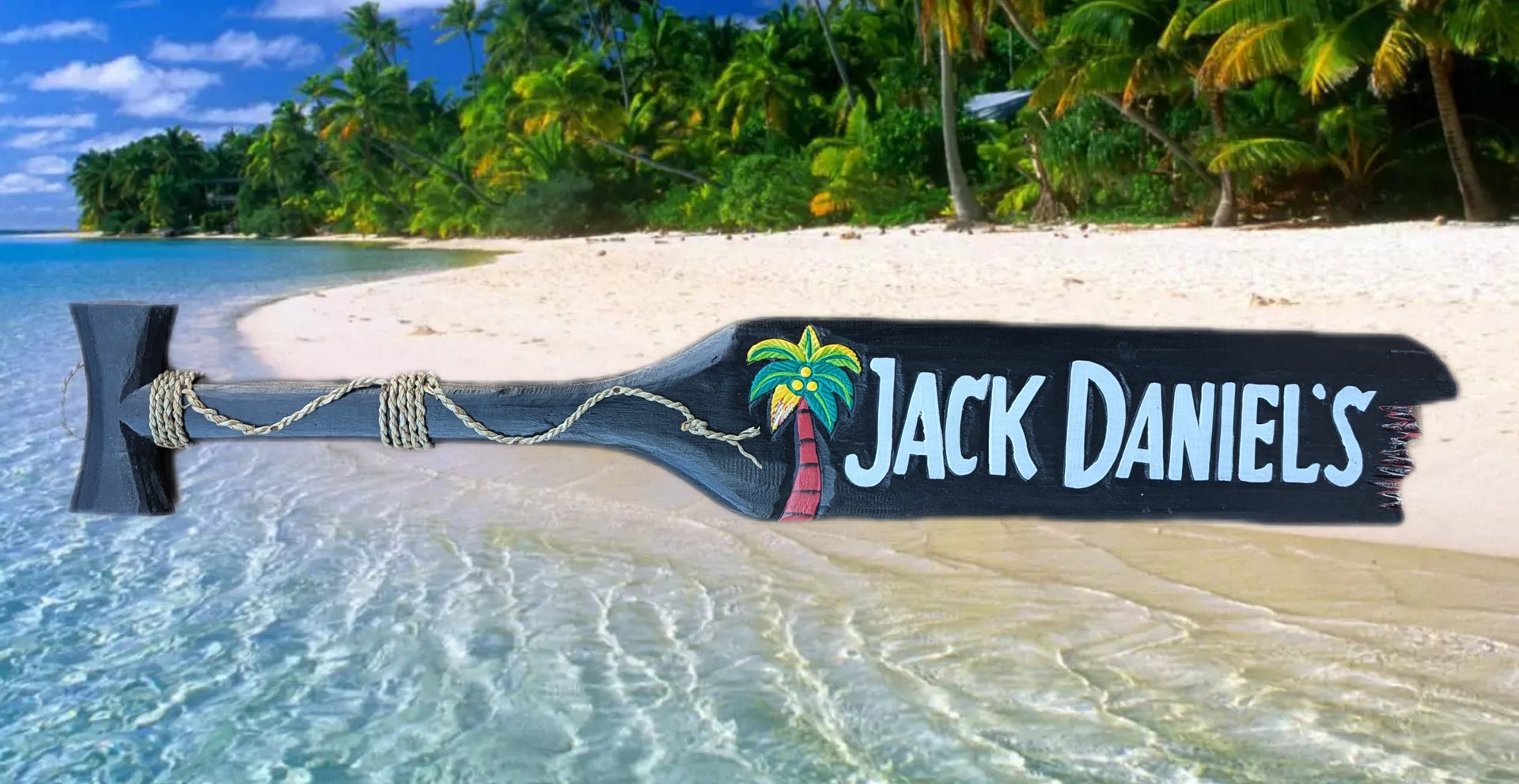 Tiki Bar Jack Daniels Wooden Decorative Paddle Wall Plaque Man Cave 39”
