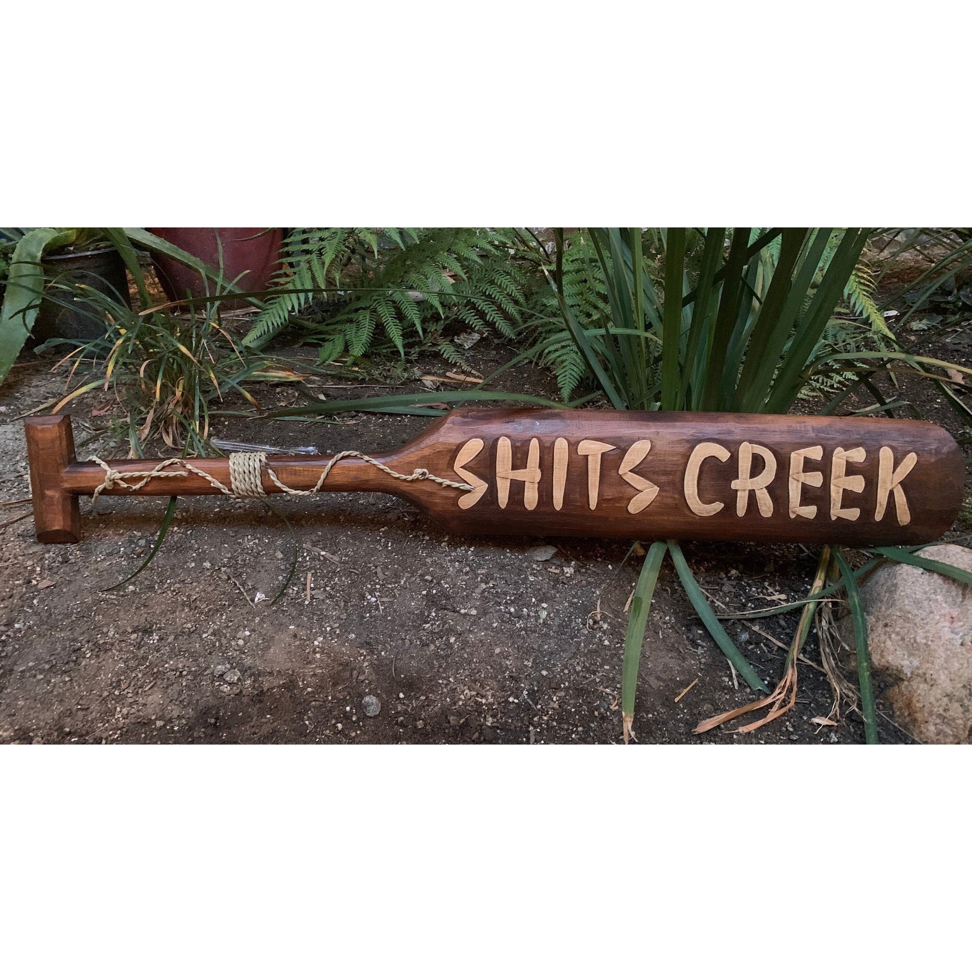 Shits Creek Hand Carved Tropical Wood Paddle 39"x 6"