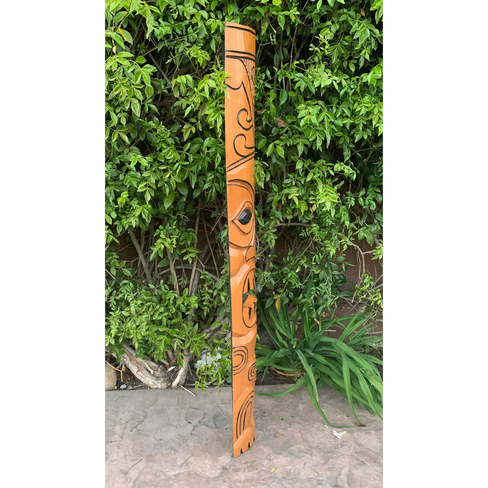 Hand Carved Polynesian Tiki Totem Pole Tropical Patio Bar Decor  39"x 6"