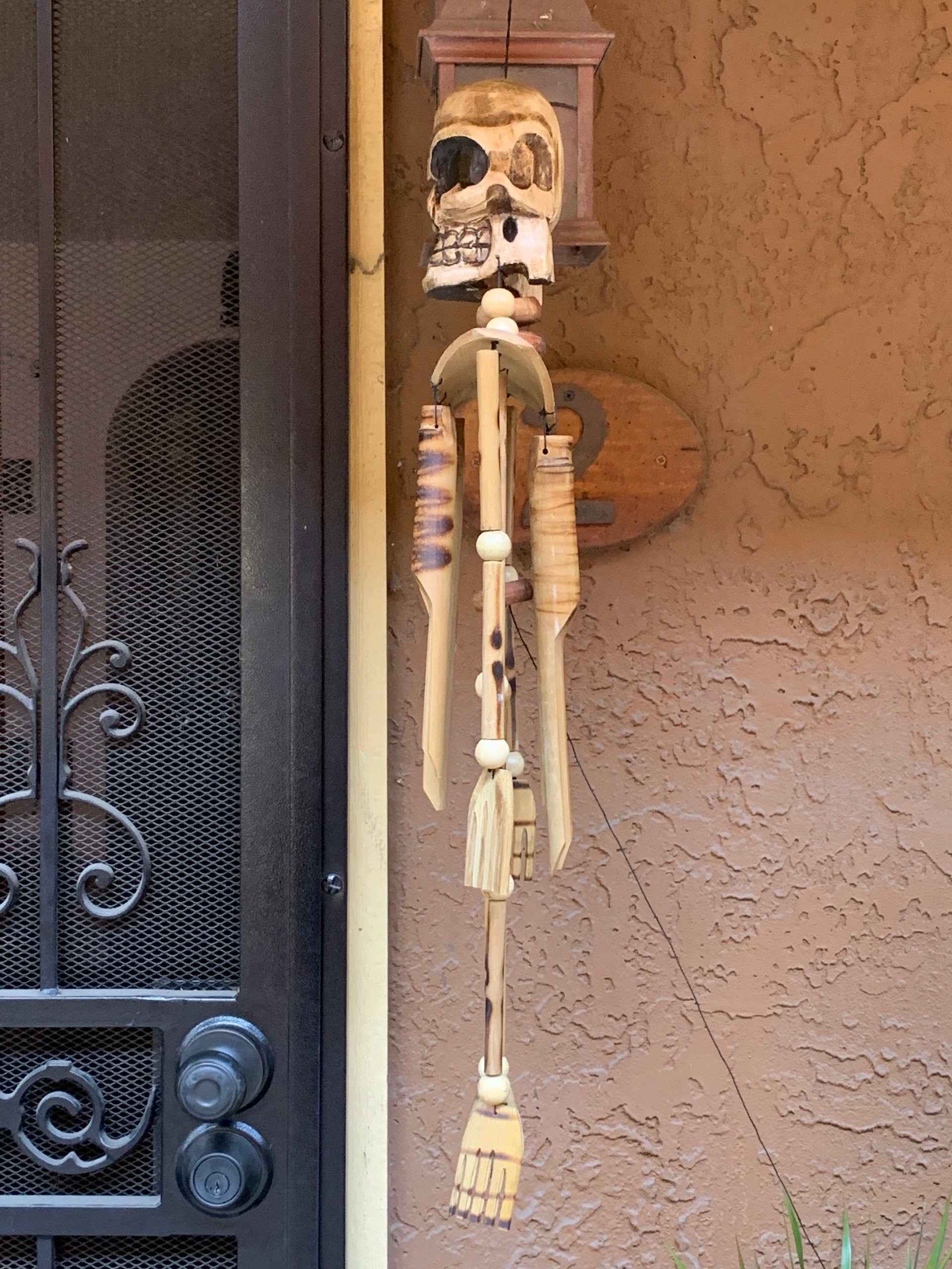 Voodoo Skeleton Bamboo Wind chime Day of the dead 32" Head to Feet