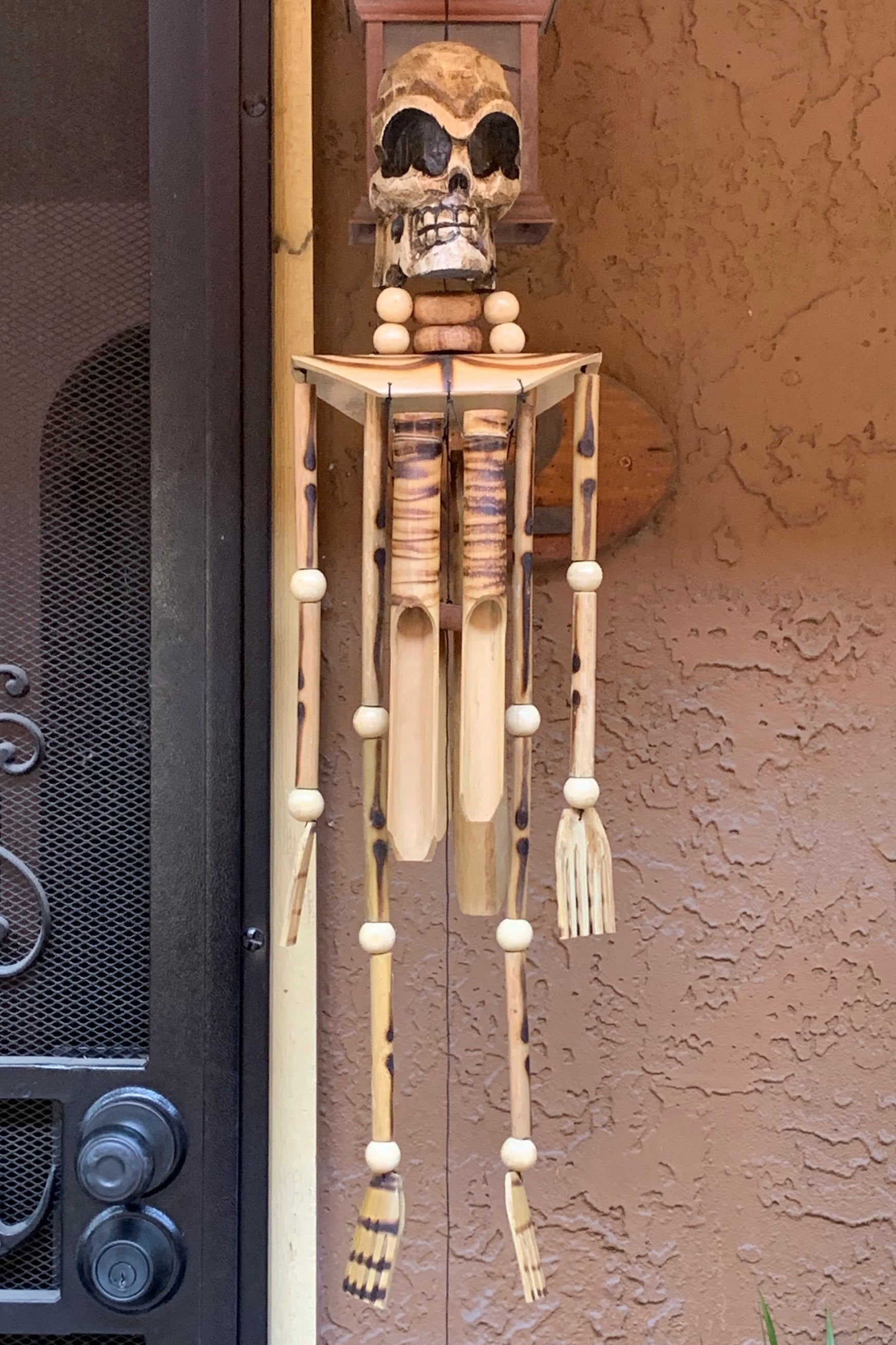 Voodoo Skeleton Bamboo Wind chime Day of the dead 32" Head to Feet