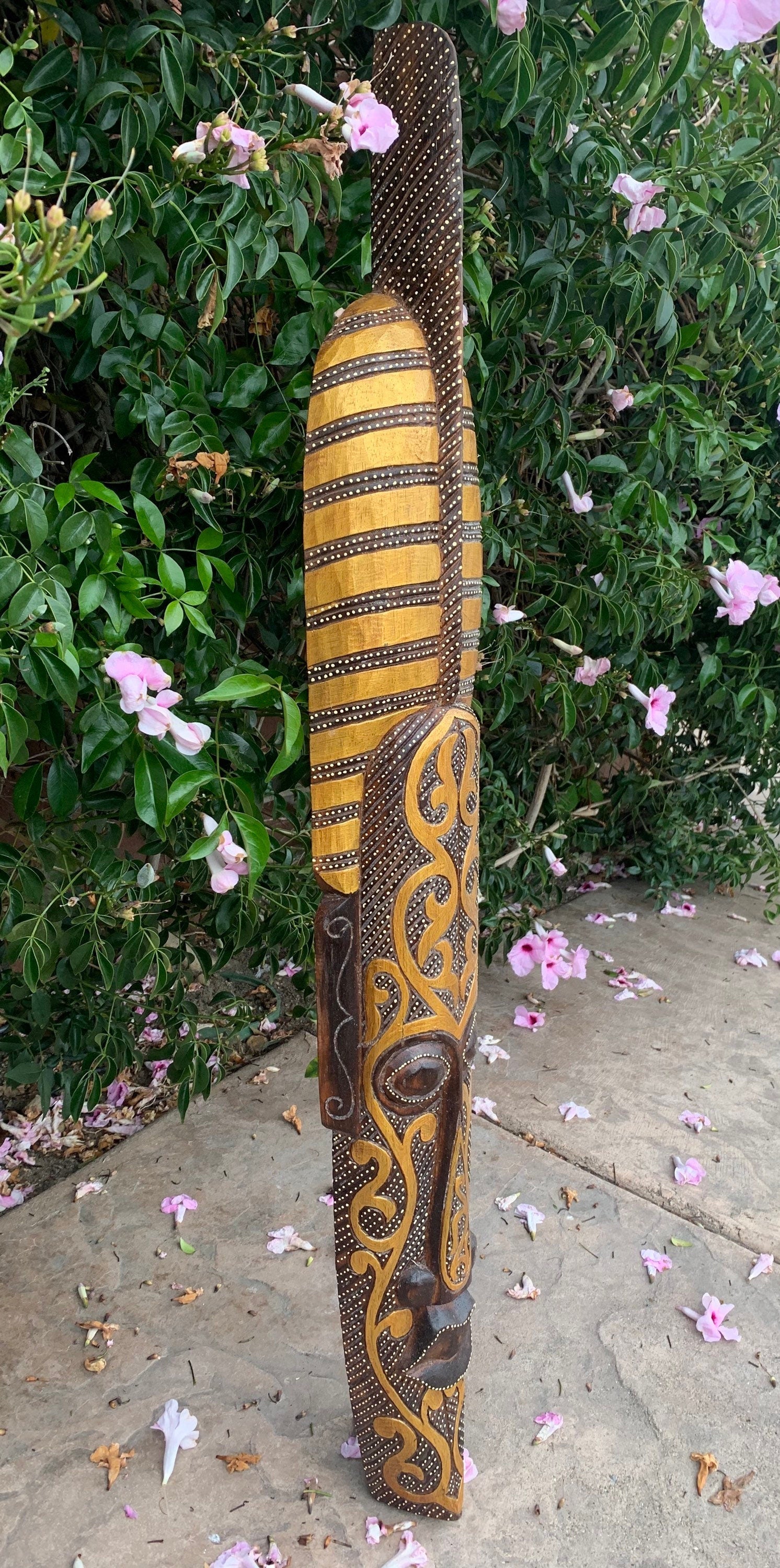Tribal Primative Mohawk Wood Mask 39” inches